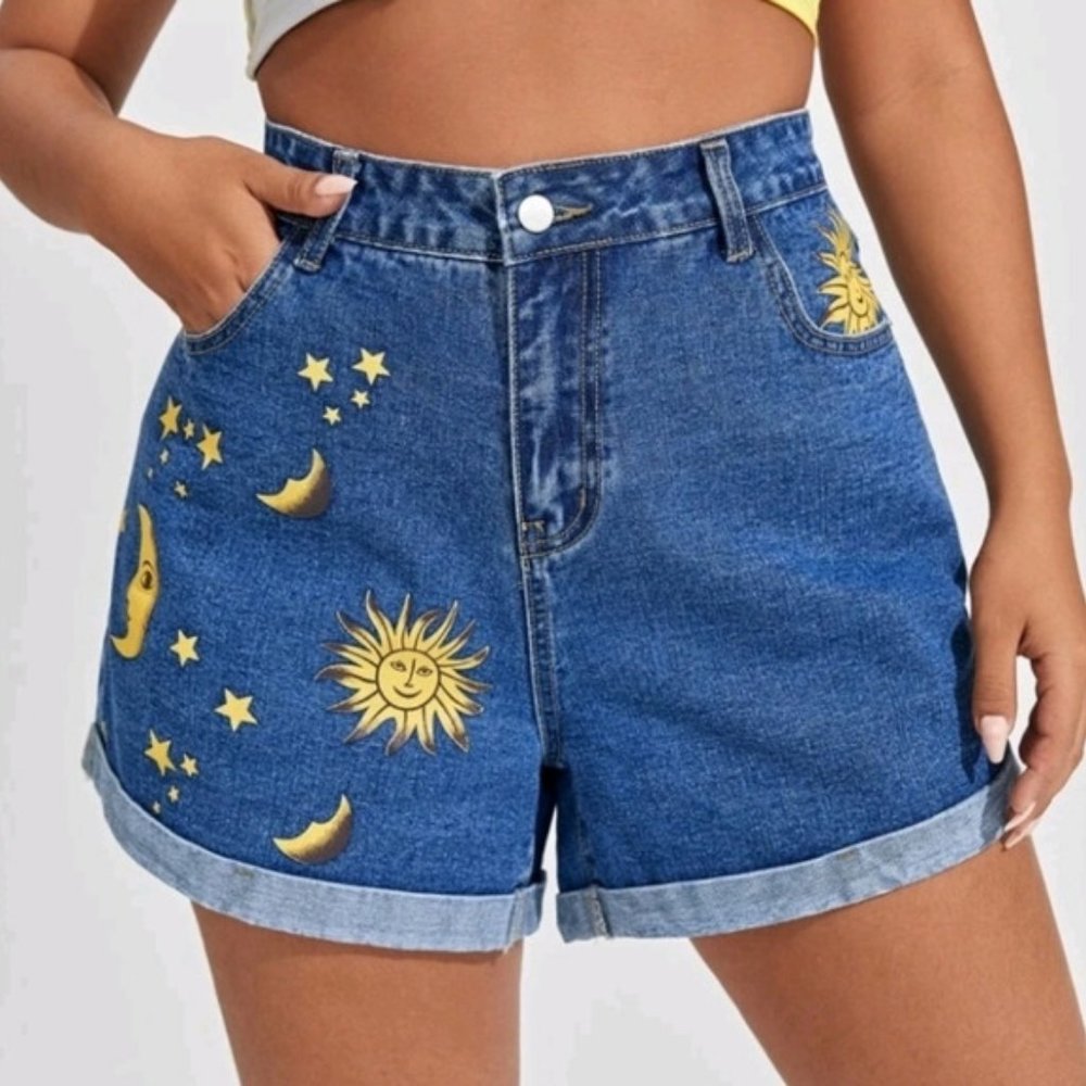 🌟 LAST CALL!!! 🌟 NWOT! SHEIN Celestial Jean Shorts